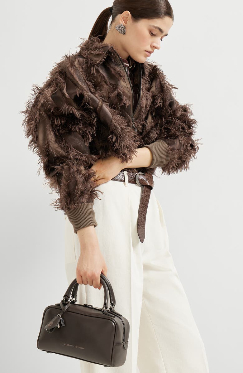 Brunello Cucinelli Nappa Boston Explorer bag, Alternate, color, Rust Brown