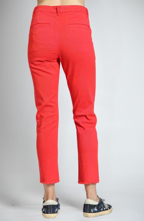 Apny Raw Hem Mid Rise Crop Trouser Jeans In Rocco Red