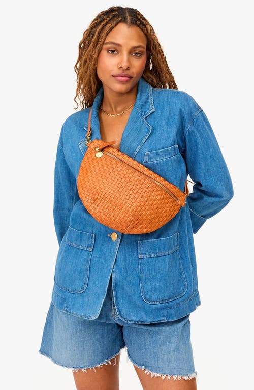 Clare V Grande Fanny Woven Checker Leather Belt Bag