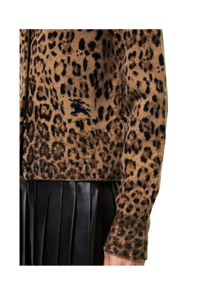 Leopard Jacquard Wool Cashmere Cardigan, Alternate, color, Leopard