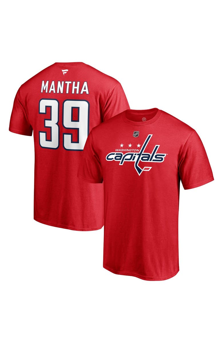 FANATICS Men's Fanatics Branded Anthony Mantha Red Washington Capitals Authentic Stack Name & Number T-Shirt, Main, color, 