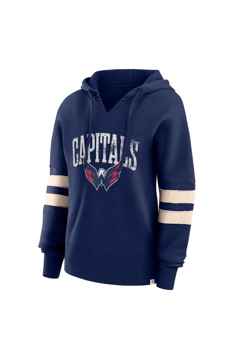 FANATICS Women's Fanatics Branded Navy Washington Capitals Bold Move Dolman V-Neck Pullover Hoodie, Alternate, color,