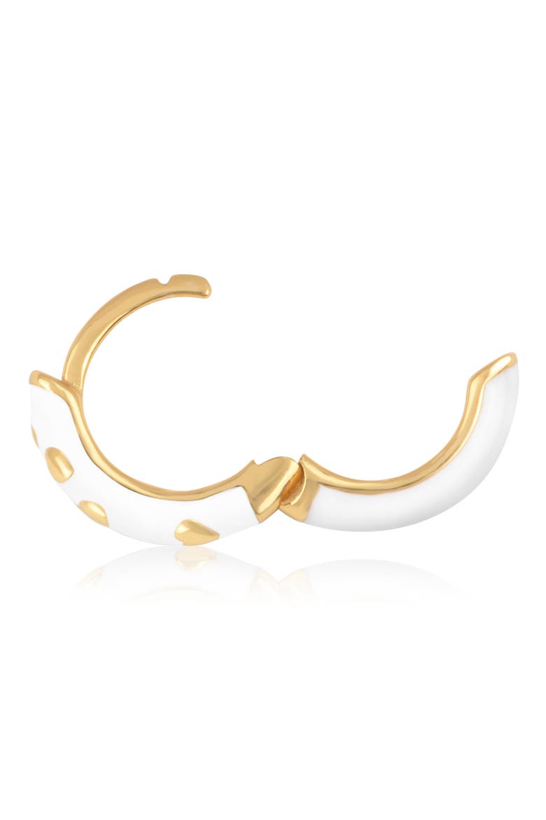 Enamel Huggie Hoop Earrings, Alternate, color, WHITE/ GOLD HEARTS