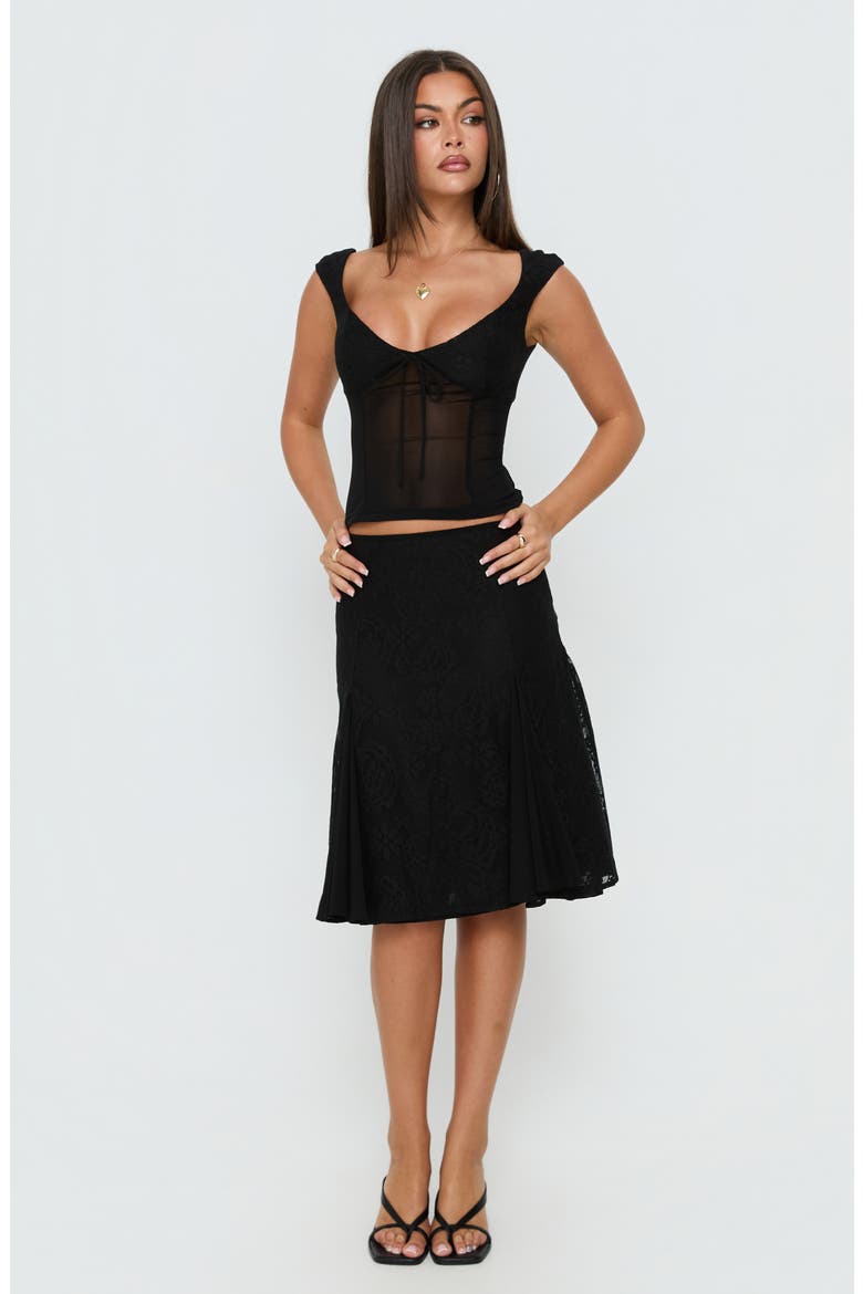 Quani Lace Midi Skirt, Alternate, color, BLACK