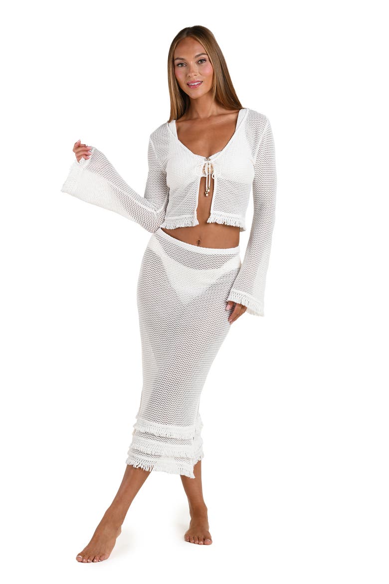 Flora Flair Crop Open Stitch Cover-Up Top, Alternate, color, IVORY