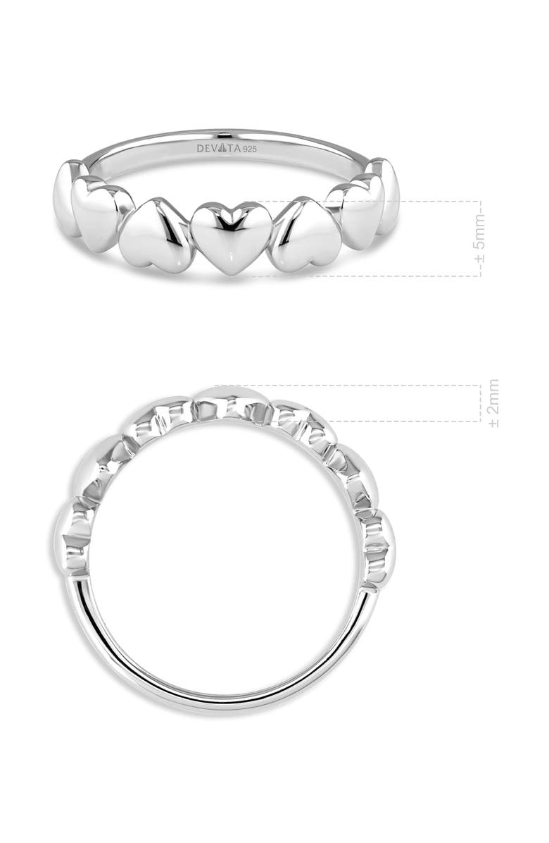 DEVATA Sweet Heart Ring in Rhodium Plated Sterling Silver, Alternate, color, Silver