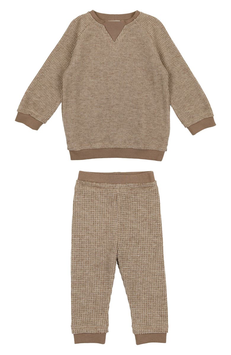 Manière Sparkle Waffle Knit Sweatshirt & Sweatpants Set, Main, color, 