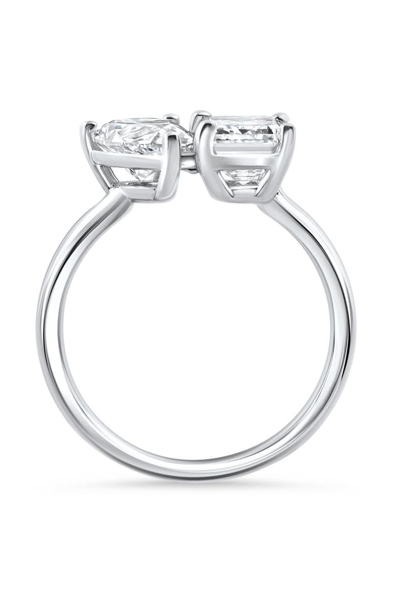 3.50Ct Moi Et Toi Diamond Ring Pear & Emerald Shape 14k Gold Lab Grown, Alternate, color, 14k White Gold
