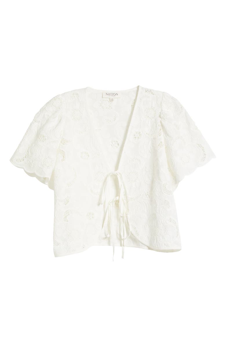 Nation LTD Rosalyn Tie Front Cotton Lace Top, Alternate, color, White
