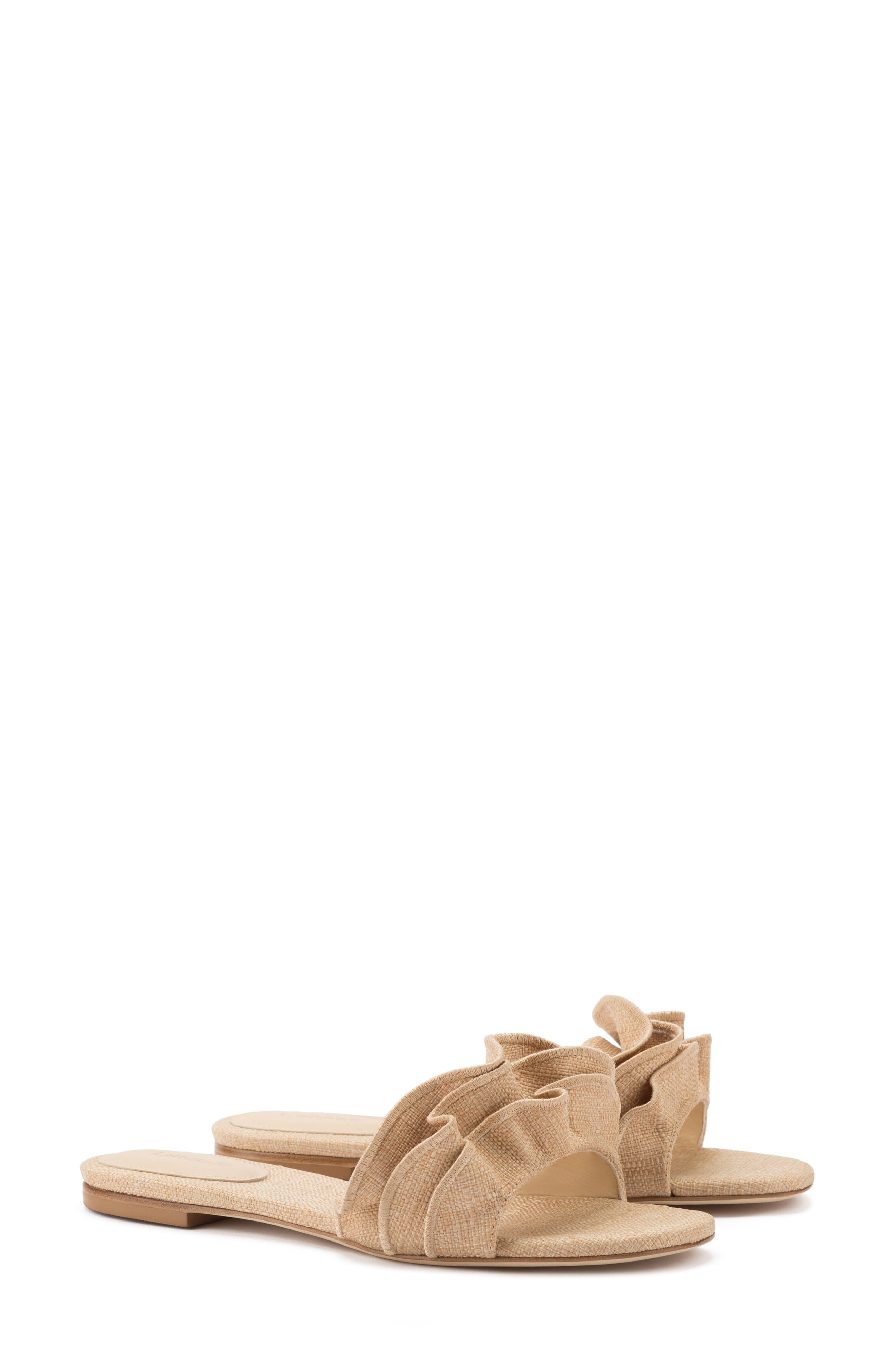 Ivy Ruffle Flat Mule, Main, color, BEIGE