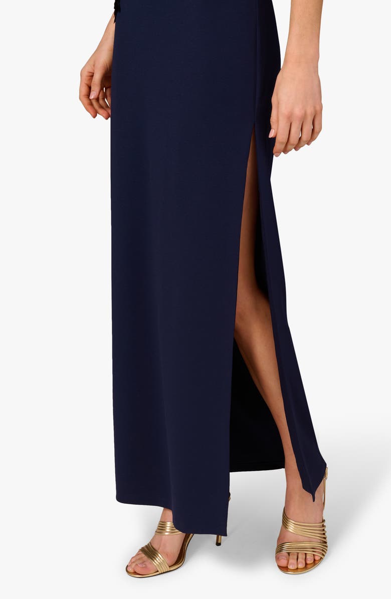 Aidan Mattox Bead Embellished Strapless Column Gown, Alternate, color, Navy