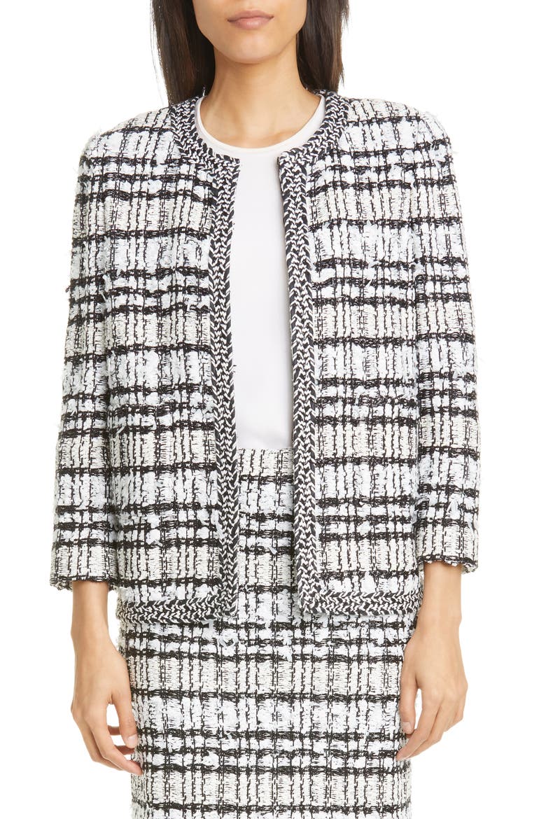 Artisanal Plaid Jacket, Main, color, CAVIAR/ ECRU