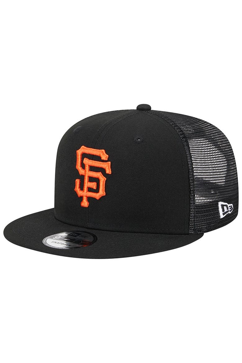 Men's New Era Black San Francisco Giants Team Color Trucker 9FIFTY Snapback Hat, Main, color, Black