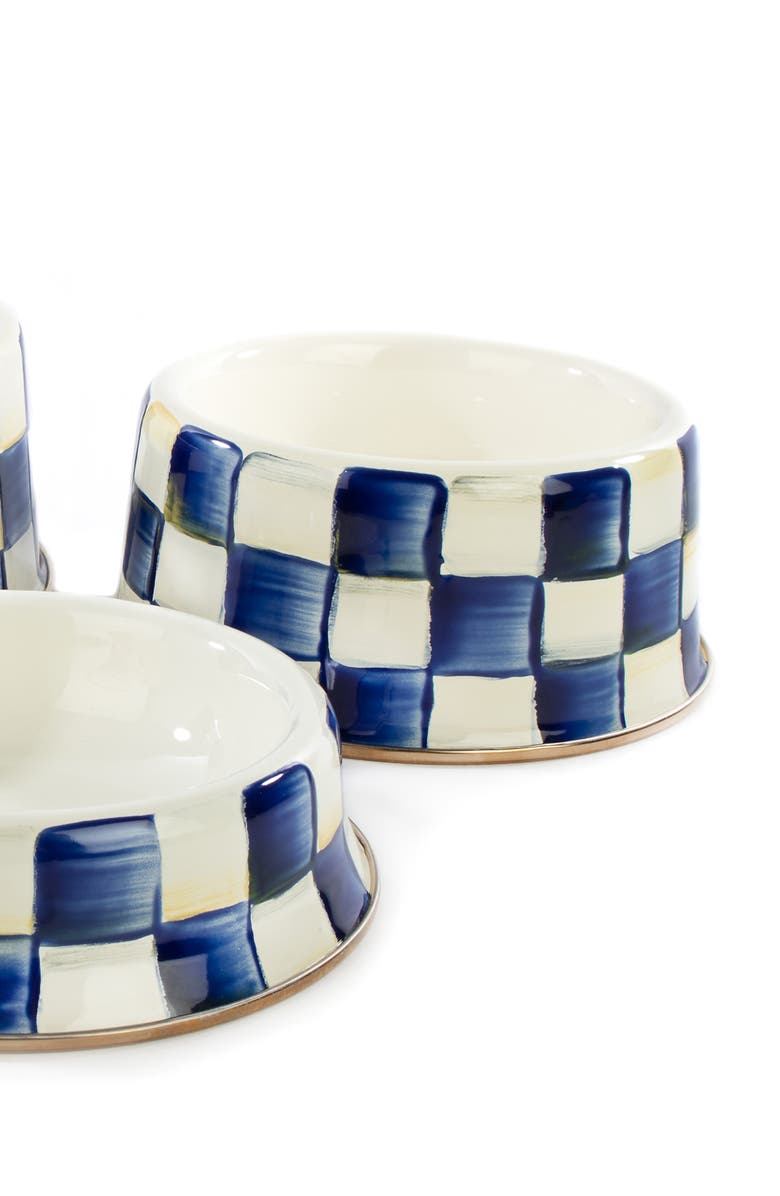 MACKENZIE CHILDS Medium Royal Check Pet Dish, Alternate, color, Royal