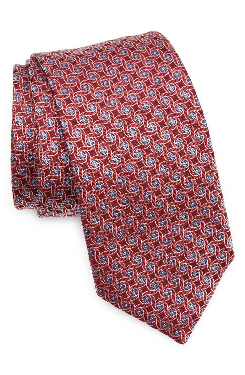 Eton Spiral Silk Tie, Main, color, Red