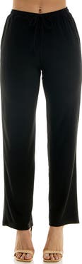 Nina Leonard Drawstring Pocket Straight Leg Pants