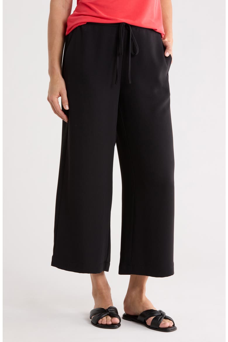 Flat Front Drawstring Pants, Main, color, BLACK
