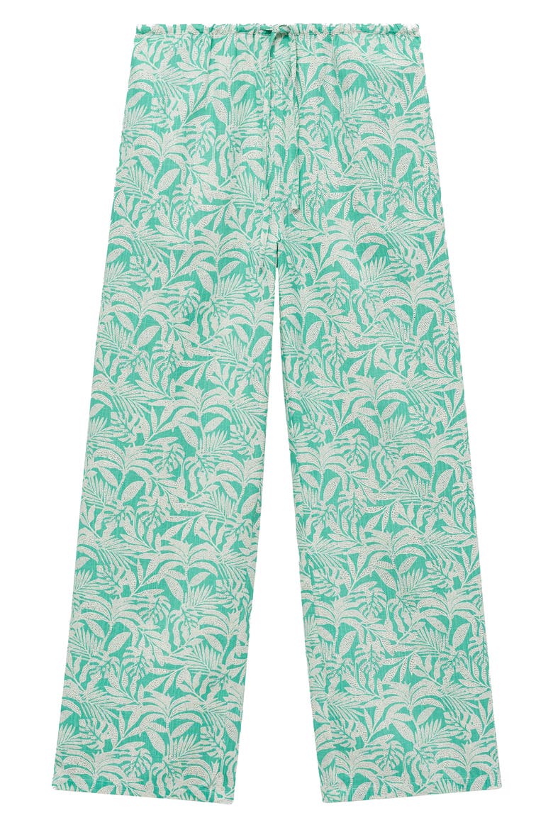 Floral Print Wide Leg Pants, Alternate, color, TURQUOISE