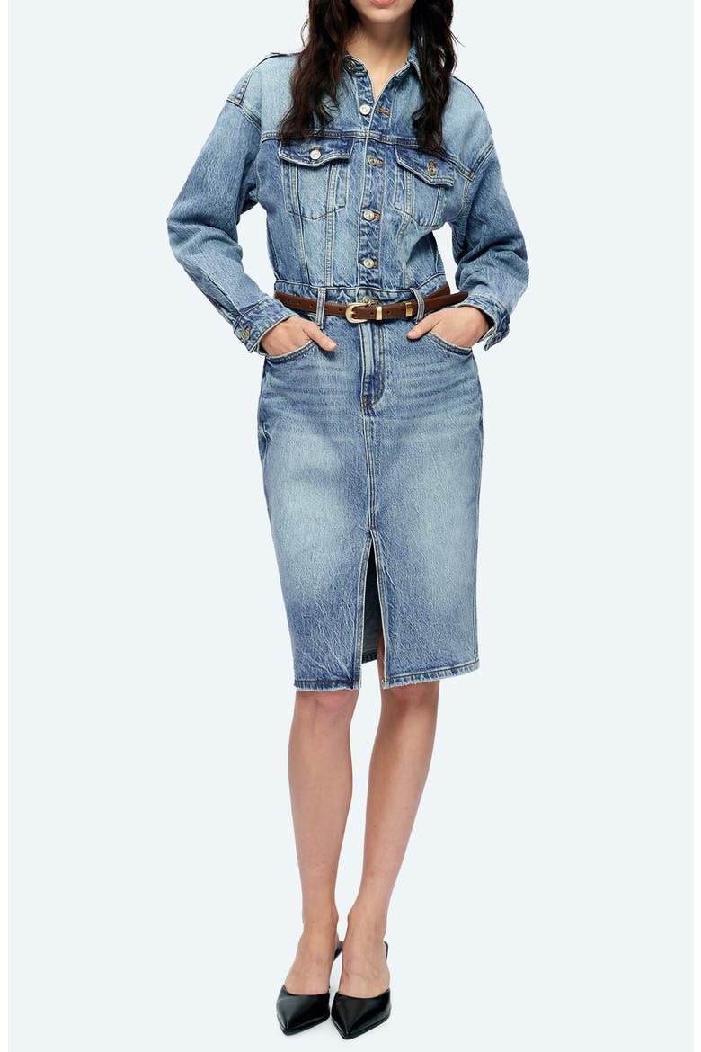Doris Long Sleeve Denim Shirtdress, Main, color, ISLAND