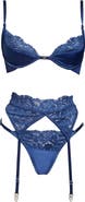 Coquette Underwire Bra, Garter Belt & Thong Set