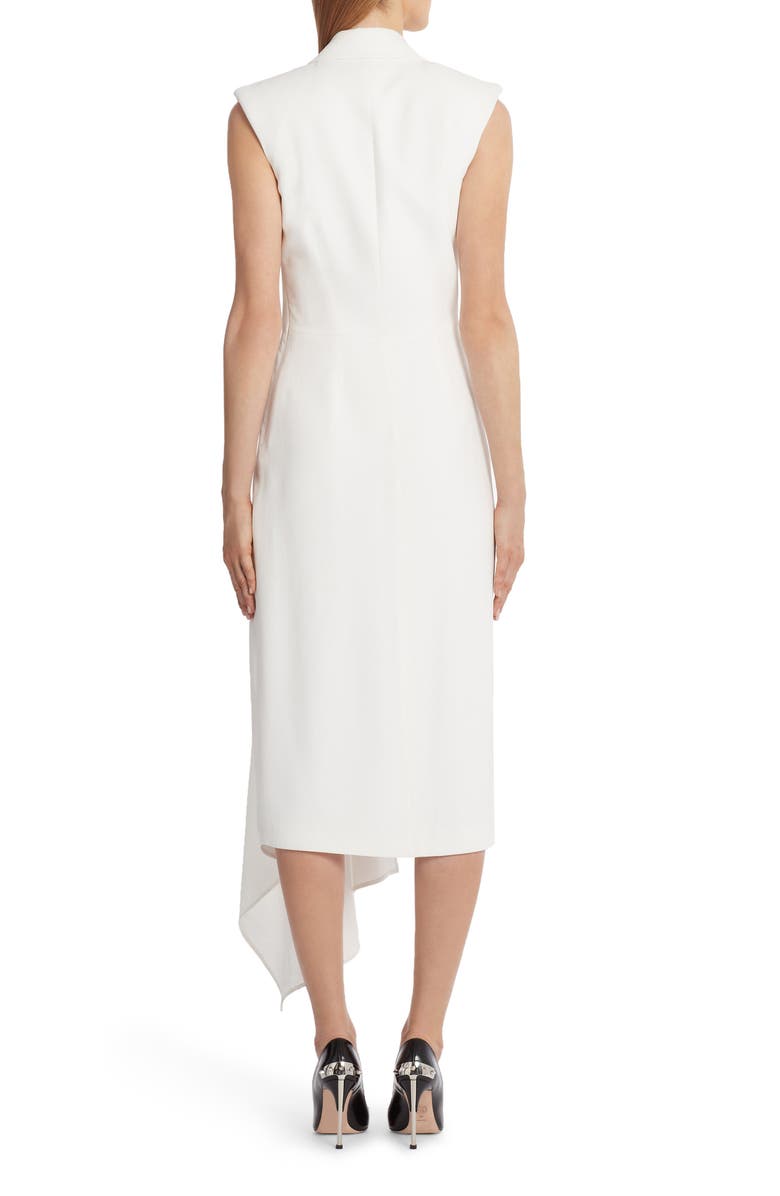 McQueen Alexander McQueen Gathered Asymmetrical Midi Sheath Dress, Alternate, color, 