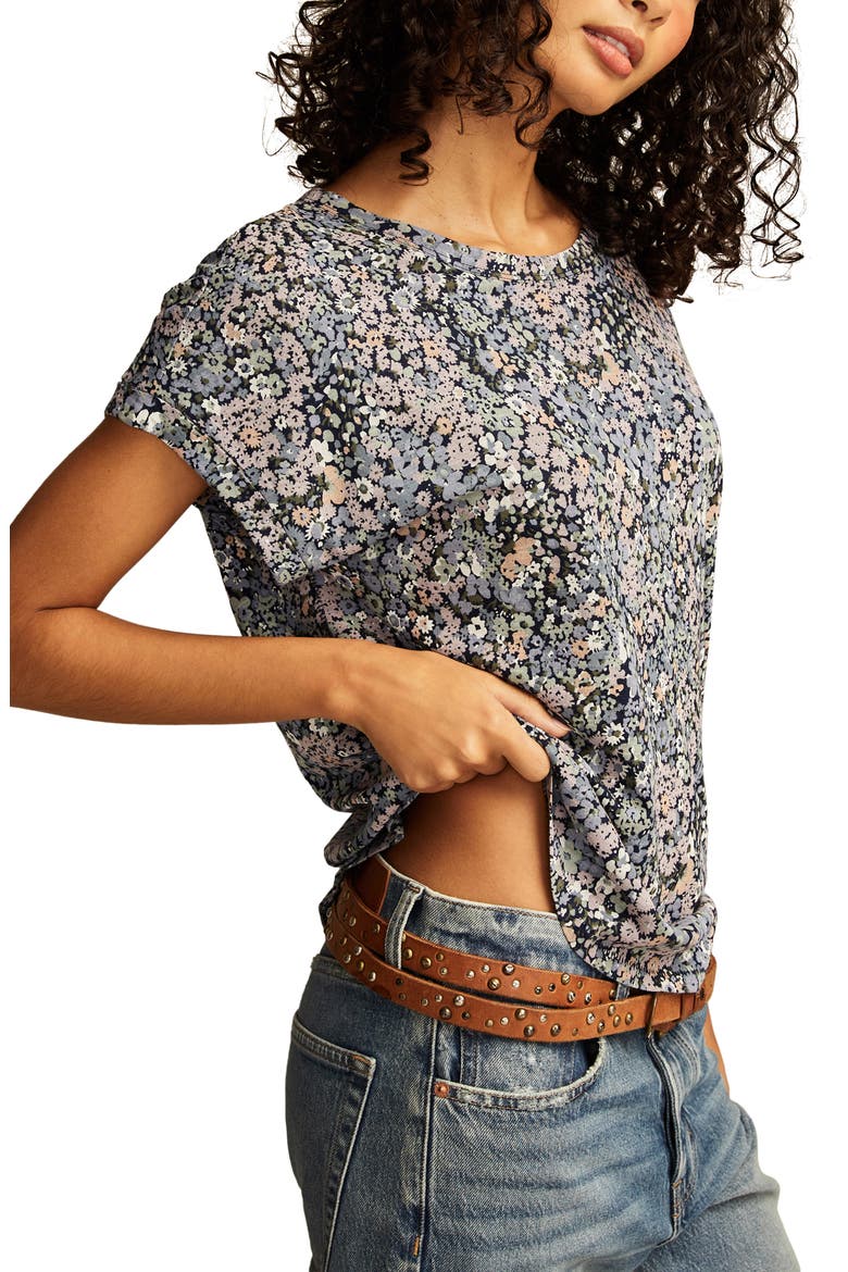 Abstract Floral Short Sleeve Knit Top, Alternate, color, NAVY FLORAL
