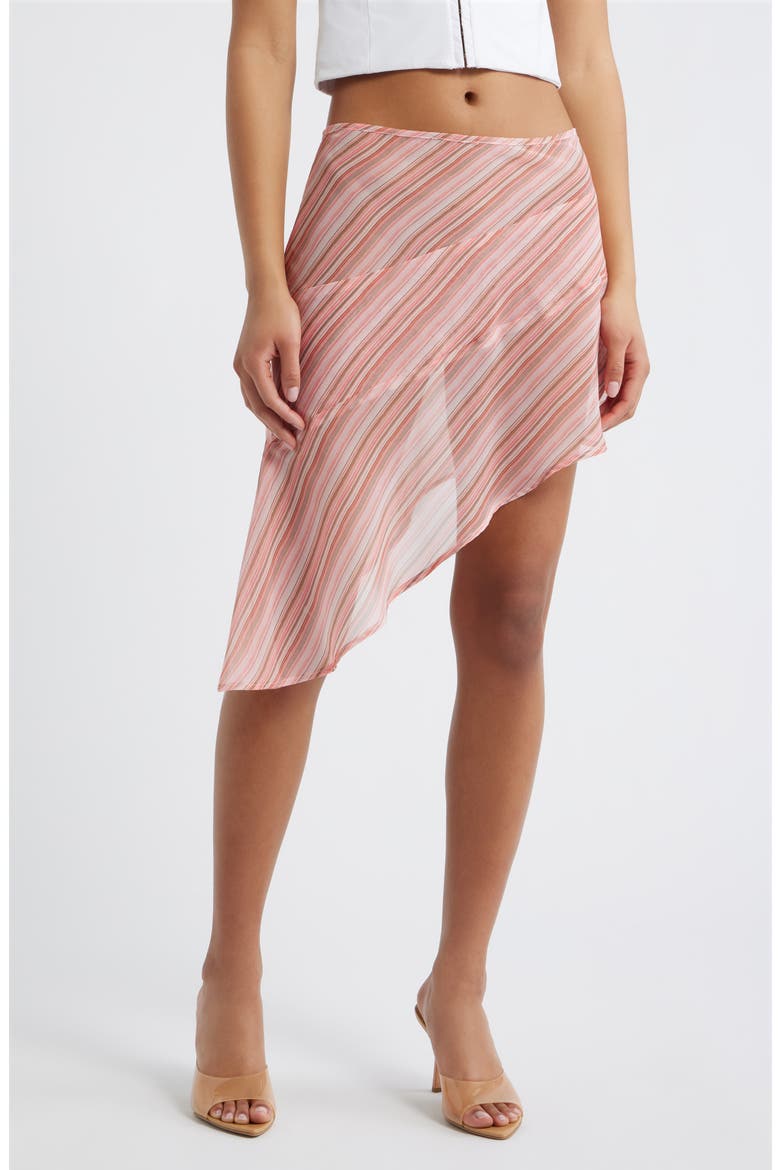 Harley Asymmetric Miniskirt, Main, color, PINK STRIPE