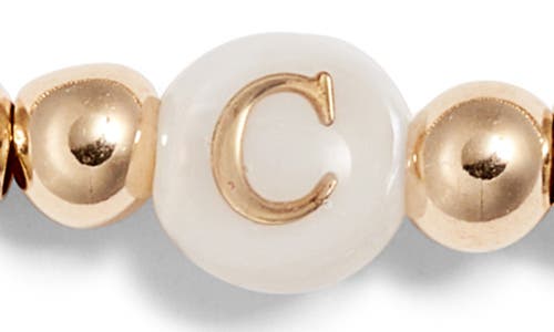 Nashelle Mother Of Pearl Initial Beaded Bracelet In Gold Fill C