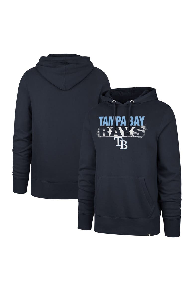 Men's '47 Navy Tampa Bay Rays Base Slide Headline Pullover Hoodie, Alternate, color, Navy