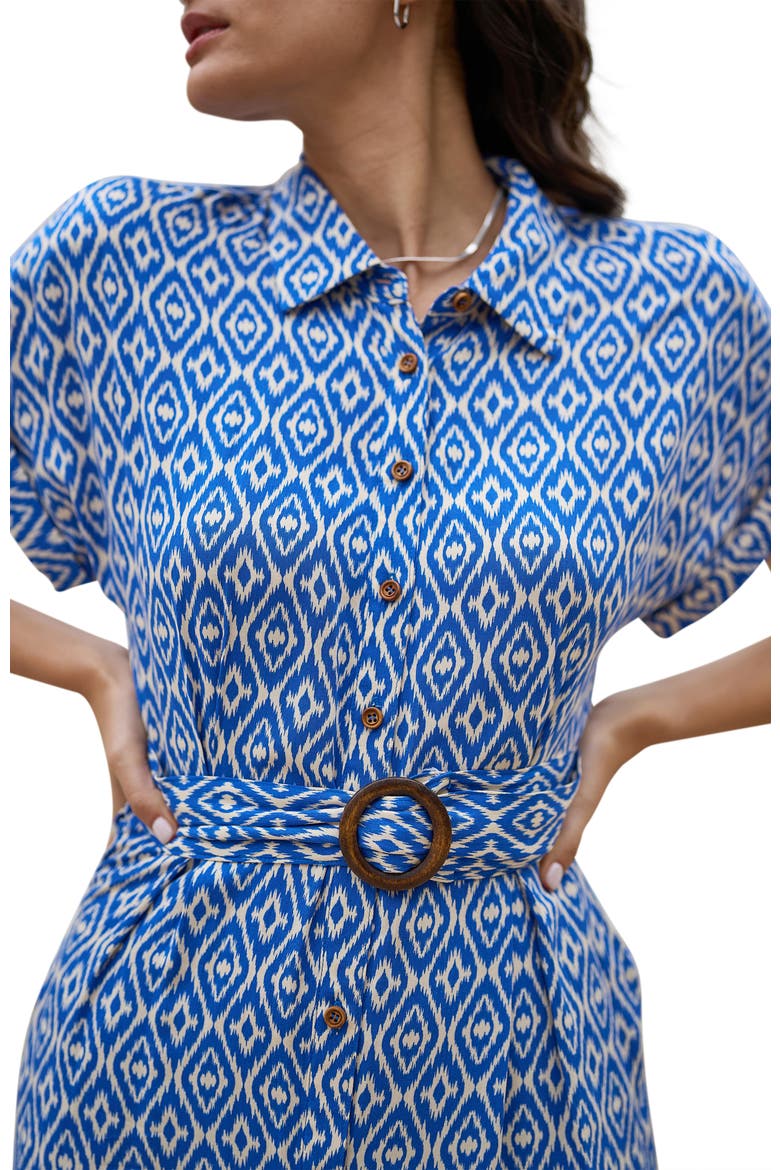 Belted Midi Shirt Dress, Alternate, color, Blue