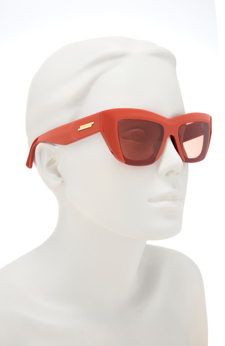Bottega Veneta 52mm Cat Eye Sunglasses, Alternate, color, Orange Orange Orange