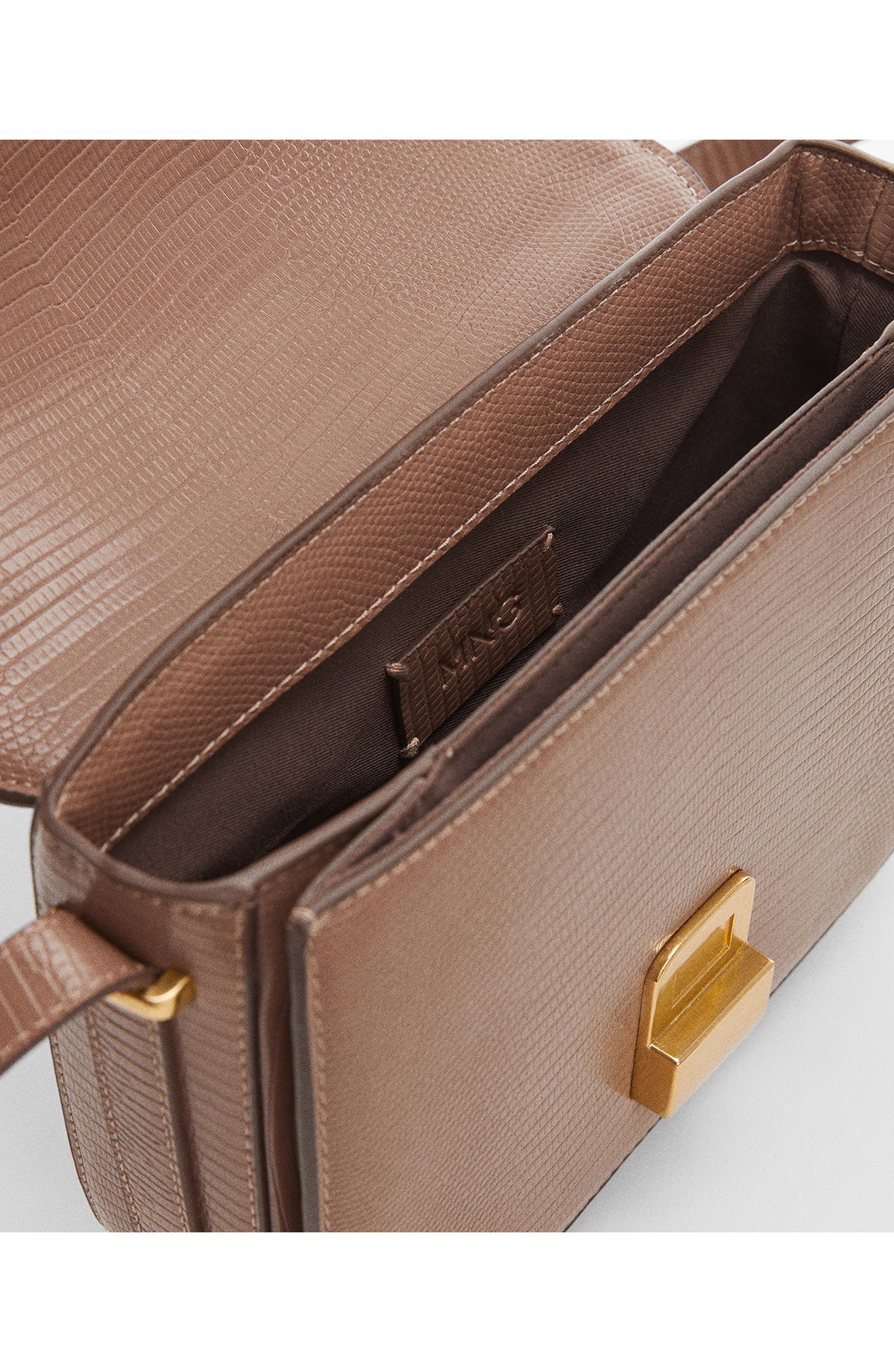 MANGO Lizard Embossed Crossbody Bag, Alternate, color, 