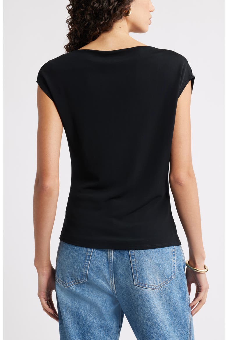 Drape Cap Sleeve Jersey Top, Alternate, color, BLACK