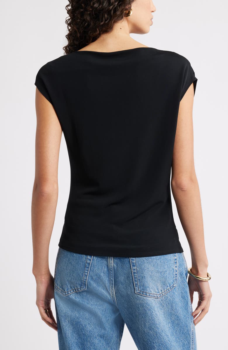 Nordstrom Drape Cap Sleeve Jersey Top, Alternate, color, Black
