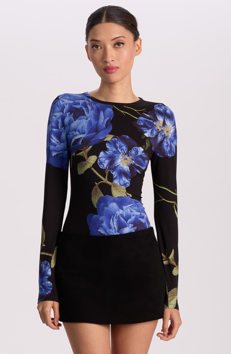 Alice + Olivia Delaina Floral T-Shirt, Alternate, color, Los Love