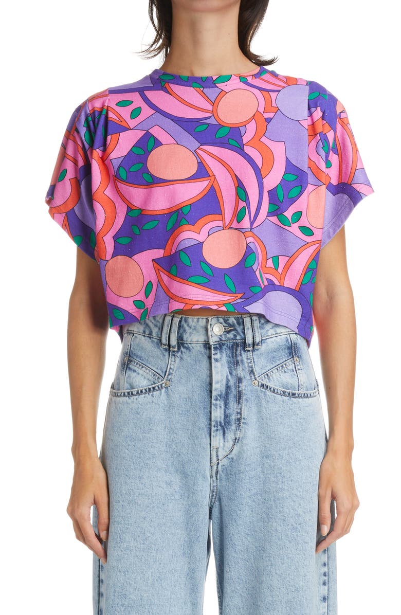 Isabel Marant Zinalia Abstract Print Cotton Crop Top, Main, color, 