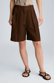 Kenneth Cole Pleated High Waist Bermuda Shorts