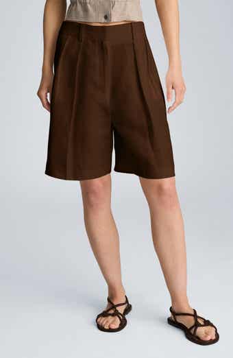 Pleated High Waist Bermuda Shorts