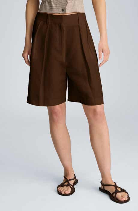 Pleated High Waist Bermuda Shorts