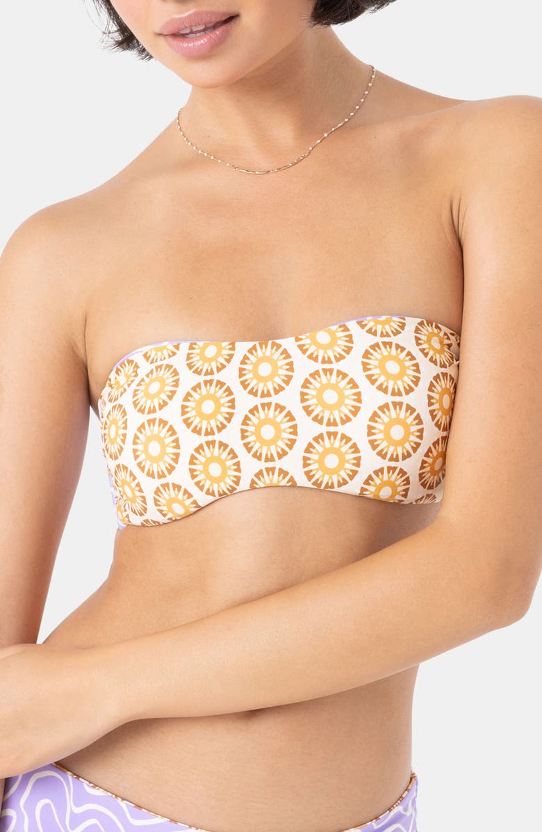 Roxy Sunshine State of Mind Reversible Bandeau Bikini Top, Alternate, color, Purple Multi