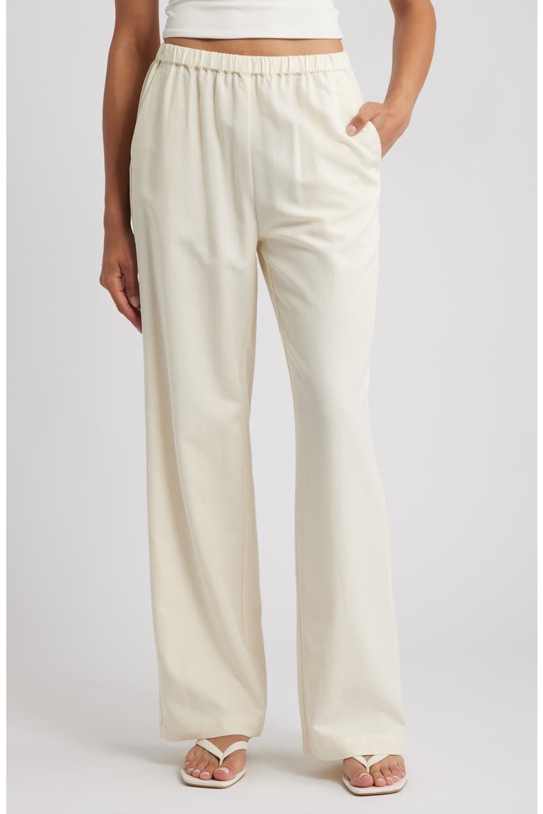 Drew Cotton Blend Wide Leg Pants, Main, color, CREAM