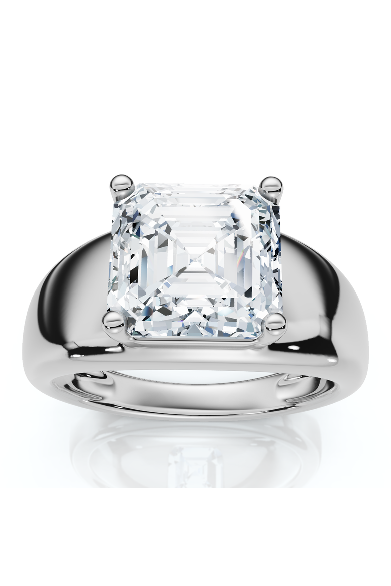 Certified 3Ct Asscher Cut Solitaire Cigar Band 14k Gold or Platinum Lab Grown, Main, color, 14k White Gold