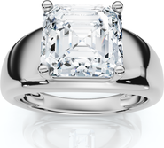 Bliss Diamond Certified 3Ct Asscher Cut Solitaire Cigar Band 14k Gold or Platinum Lab Grown