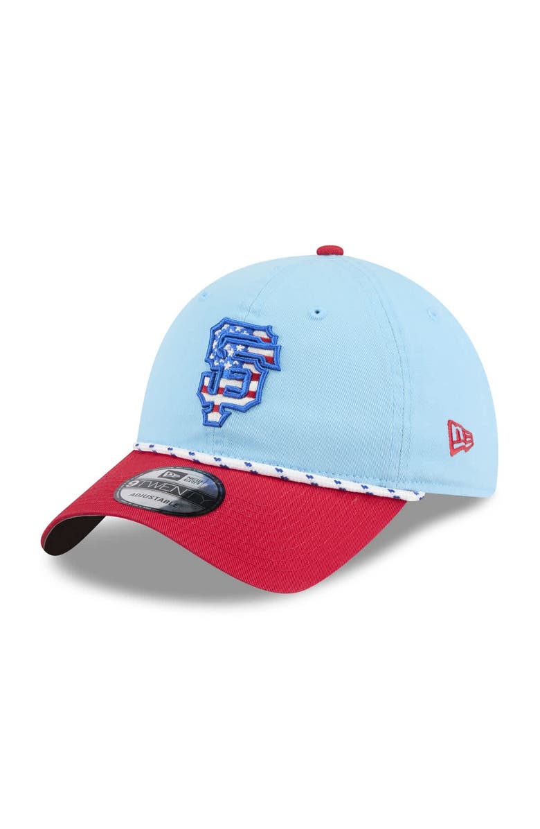 New Era Men's New Era Light Blue/Red San Francisco Giants 2025 Fourth of July 9TWENTY Adjustable Hat, Main, color, 
