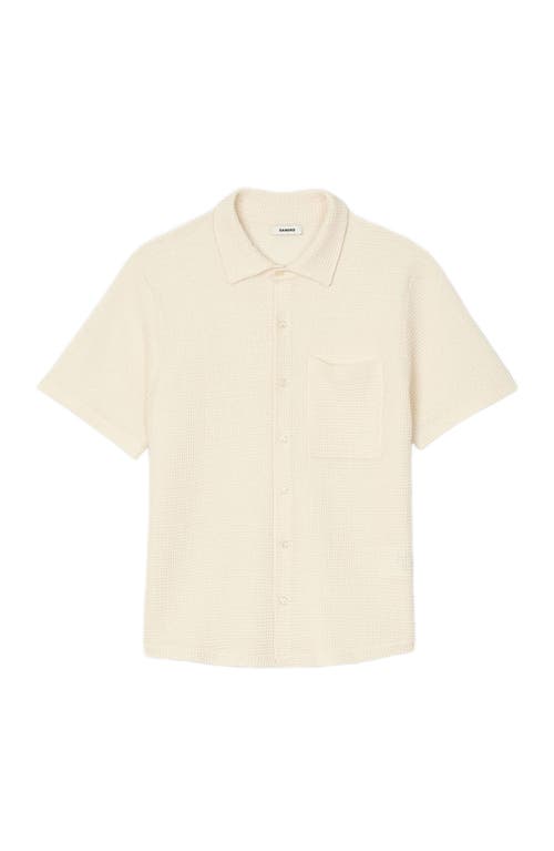 Sandro Waffled Shirt In Ivory.