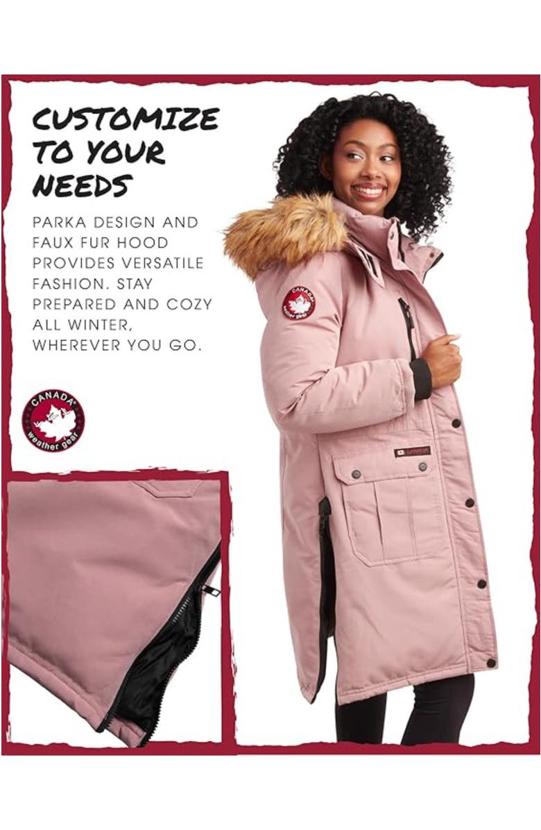 CANADA WEATHER GEAR Women
s Long Winter Jacket, Alternate, color, Dusty Rose