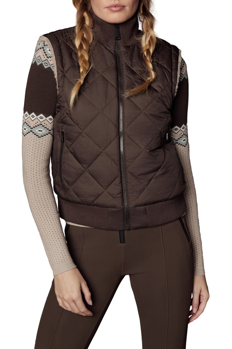 Atlas Quilted & Faux Shearling Reversible Vest, Main, color, COFFEE/ STONE