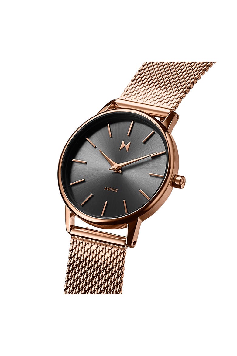 Avenue Mesh Strap Watch, 28mm, Alternate, color, GREY