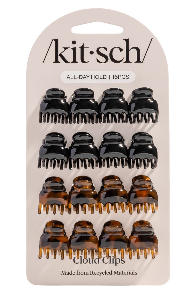 16-Pack Recycled Plastic Microcloud Hair Clips, Main, color, BLACK TORT