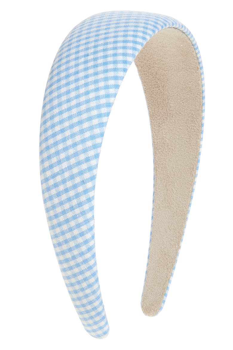 Padded Plaid Headband, Main, color, BLUE